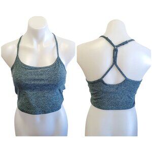 Calia Sports Heathered Blue Crop Top Strappy Sports Bra Yoga Activewear Small